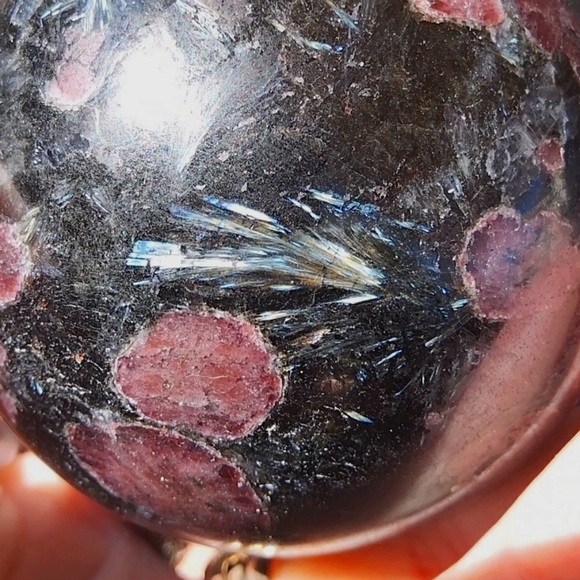 Vibrant Garnet & Astrophyllite Sphere - Picture 6 of 16